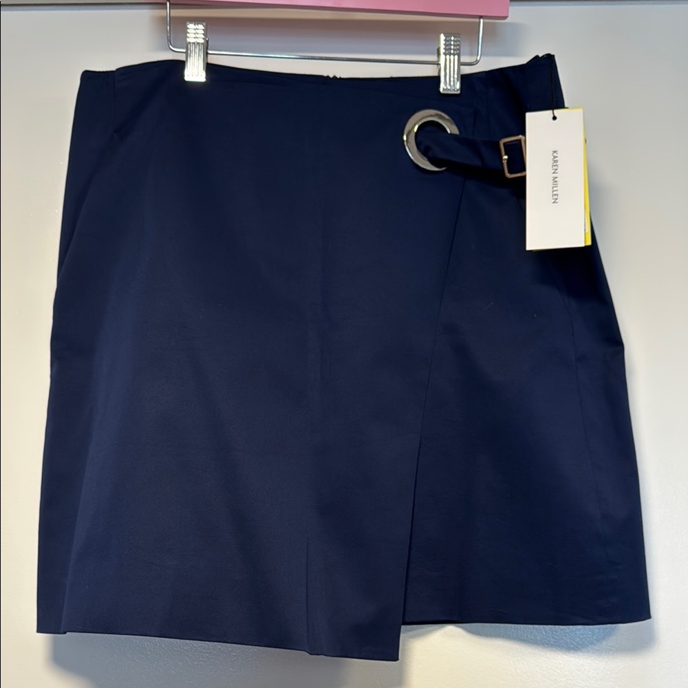 Karen Millen Blue Wrap Mini Skirt Asymmetrical